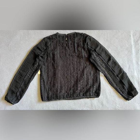 Calligraphie Black Laced Ruffles Long Sleeve Blouse Top Size Medium New! - Picture 6 of 6